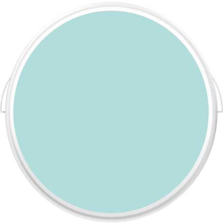 Görselde, boya kutusunda misty aqua renginde iç cephe duvar boyası var.