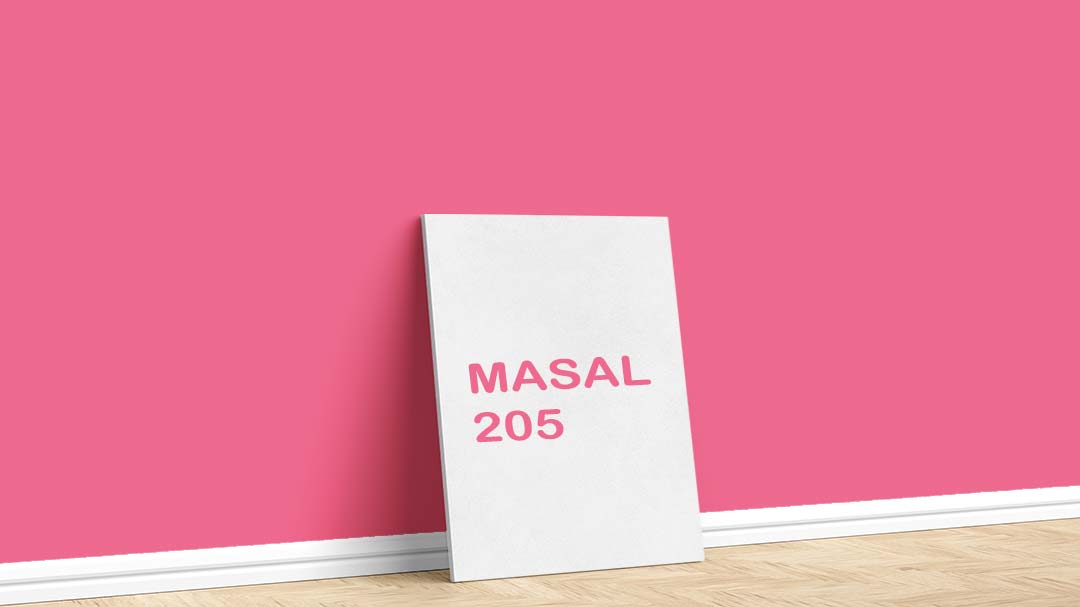 Filli Boya Kırmızı Duvar Boyası – Masal 205. Filli Boya kırmızı duvar boyası için kullanılan görselde, Masal 205 isimli iç cephe rengiyle boyanmış bir duvar var.