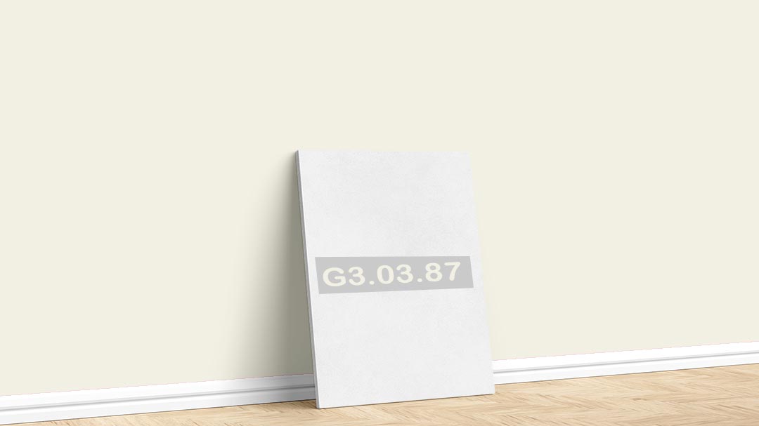 Marshall Beyaz G3.03.87 Duvar Boyası Rengi. Marshall Beyaz duvar boyası için kullanılan görselde, G3.03.87 kodlu iç cephe rengi ile boyalı bir duvar var.