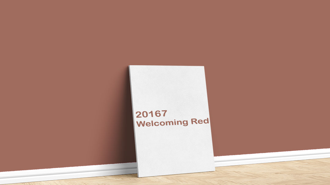Jotun Kırmızı Boya Rengi – 20167 Welcoming Red. Jotun kırmızı boya rengi için kullanılan görselde, 20167 Welcoming Red adlı iç cephe boyasıyla boyalı bir duvar var.