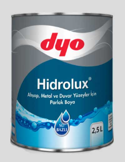Çelik kapı hangi boya ile boyanır sorusu için kullanılan görselde, Dyo Hidrolux marka boya var.