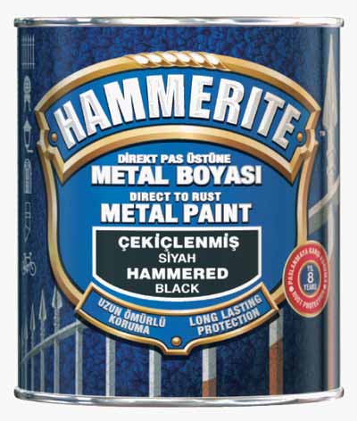 Çelik kapı hangi boya ile boyanır konusu için kullanılan görselde, Marshall Hammerite Çekiçlenmiş Metal boyası var.