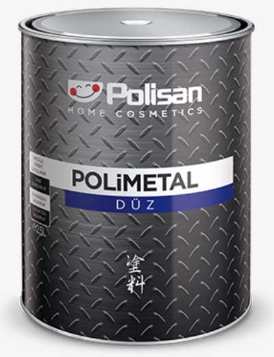 Çelik kapı hangi boya ile boyanır konusu için kullanılan görselde, metal yapıları boyamada kullanılan Polisan Polimetal Düz boya ürünü var.