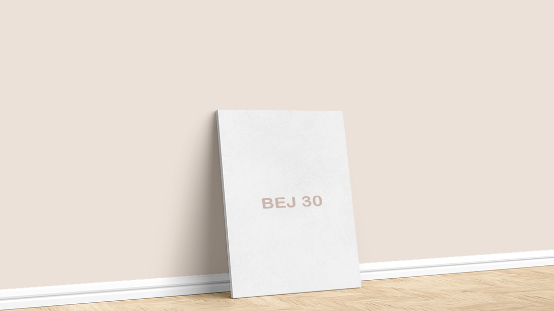 Filli Boya Bej 30 Boya Rengi. Filli Boya bej boya rengi için kullanılan görselde, Boyacıyım tarafından Bej 30 kodlu iç cephe duvar boyasıyla boyanmış bir duvar var.