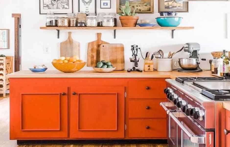 Turuncu Mutfak Dolabı Rengi.