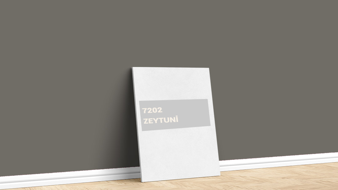 Dyo 7202 Zeytuni Gri İç Cephe Boya Rengi. Görselde, İstanbul boyacı ustası Boyacıyım tarafından Dyo 7202 Zeytuni gri boya rengi ile boyanmış bir duvar var.