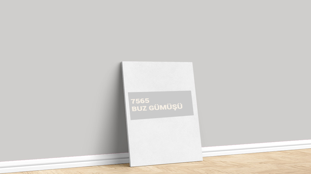 Dyo Gri 7565 Buz Gümüşü İç Cephe Boya Rengi. Görselde, İstanbul boyacı ustası Boyacıyım tarafından Dyo gri 7565 Buz Gümüşü isimli boya rengi ile boyanmış bir duvar var.