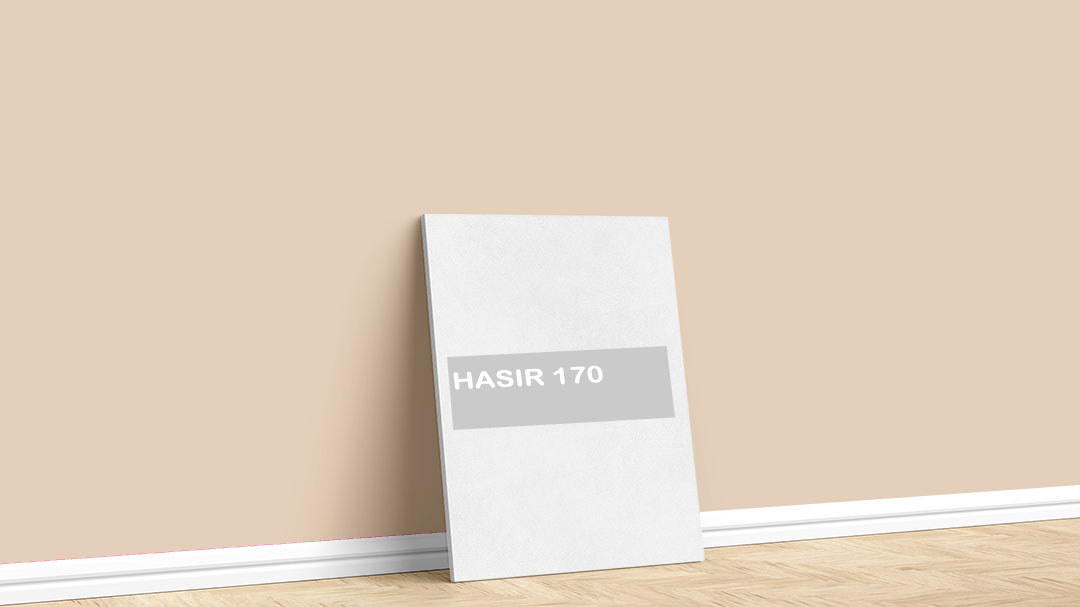 Filli Boya Hasır 170 Kahverengi Boya Rengi. Görselde, Filli Boya kahverengi iç cephe renk kartelasında bulunan Hasır 170 isimli boya rengi ile boyadığımız bir duvar var.