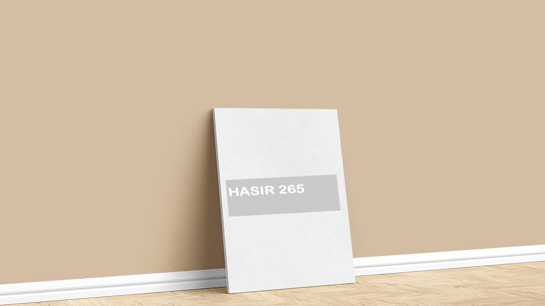 Filli Boya Hasır 265 Kahverengi Boya Rengi. Görselde, Filli Boya kahverengi iç cephe renk kartelasında bulunan Hasır 265 isimli boya rengi ile boyadığımız bir duvar var.