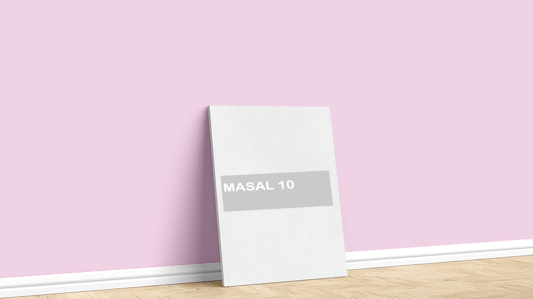 Filli Boya Masal 10 Pembe Boya Rengi. Görselde, Filli Boya pembe iç cephe renk kartelasında bulunan Masal 10 isimli boya rengi ile boyadığımız bir duvar var.