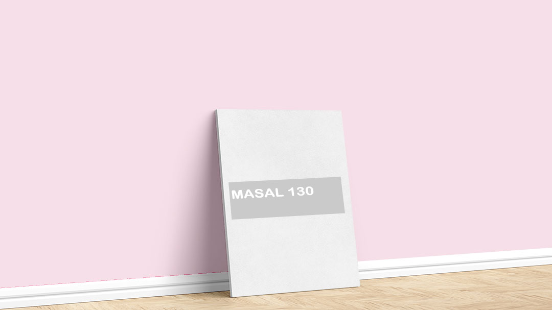 Filli Boya Masal 130 Pembe Boya Rengi. Görselde, Filli Boya pembe iç cephe renk kartelasında bulunan Masal 130 isimli boya rengi ile boyadığımız bir duvar var.