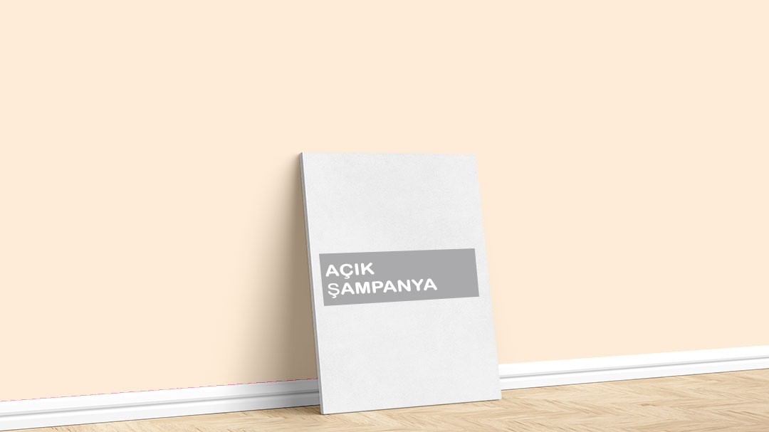 Görselde, Filli Boya turuncu iç cephe renk kartelasında bulunan Açık Şampanya isimli boya rengi ile boyadığımız bir duvar var.