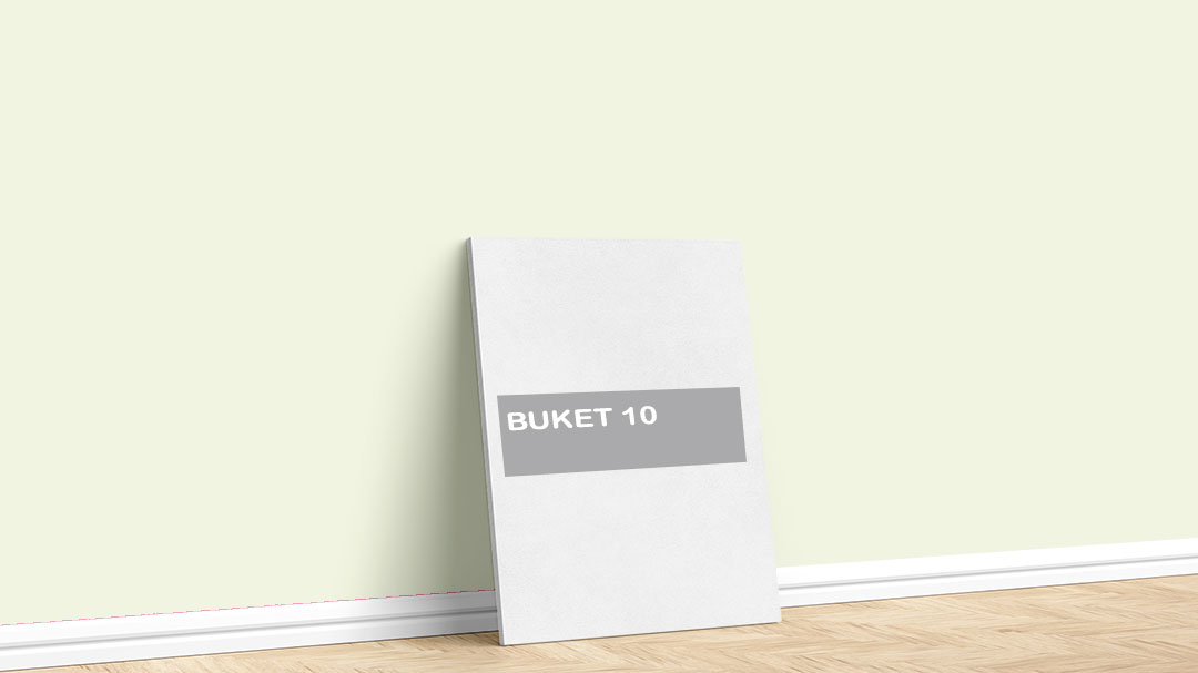 Görselde, Filli Boya yeşil iç cephe renk kartelasında bulunan Buket 10 isimli boya ile boyadığımız bir duvar var.