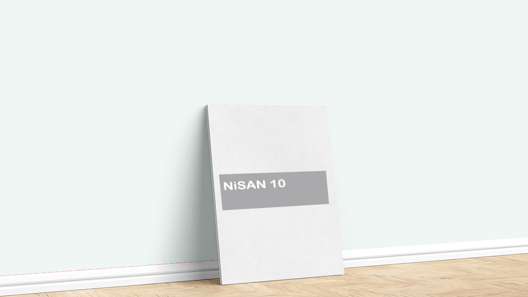 Görselde, Filli Boya yeşil iç cephe renk kartelasında bulunan Nisan 10 isimli boya ile boyadığımız bir duvar var.