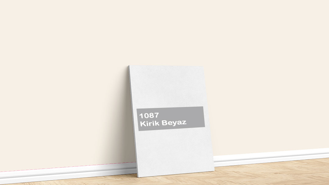 Görselde, Permolit su bazlı iç cephe renk kartelasında bulunan 1087 Kirik Beyaz isimli boya ile boyadığımız bir duvar var.