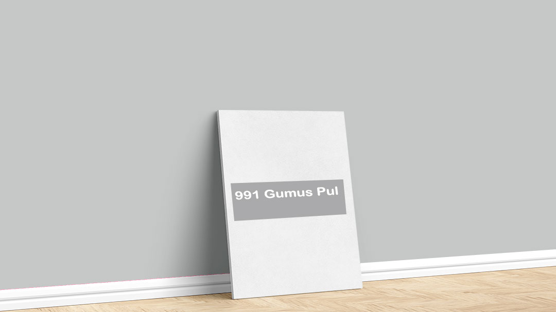 Görselde, Permolit su bazlı iç cephe renk kartelasında bulunan 991 Gumus Pul isimli gri boya ile boyadığımız bir duvar var.