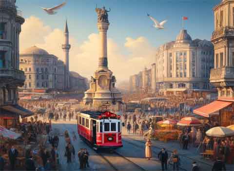 Nasıl Bir Yer için kullandığımız görselde, İstanbul'un gezilecek listesinde buunan Taksim'e ait bir resim var.