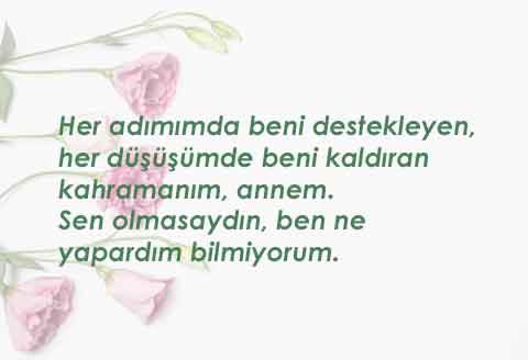 Görselde, sen olmasan ben ne yapardım annem temalı bir sevgi mesajı var.