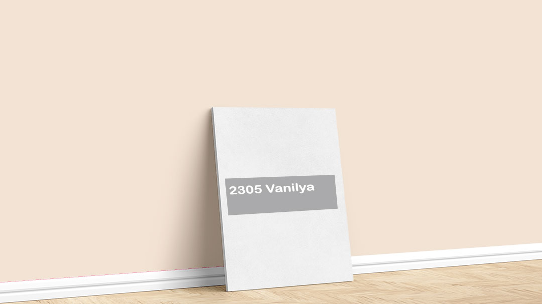 Görselde, Permolit su bazlı iç cephe renk kartelasında bulunan 2305 Vanilya isimli boya ile boyadığımız bir duvar var.