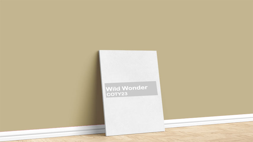 Marshall Wild Wonder COTY23 Boya Rengi. Görselde, Soft Açık Yeşiller renk paleti içinde bulunan Marshall Wild Wonder COTY23 isimli yeşil iç cephe boya rengi ile boyanmış bir duvar var.