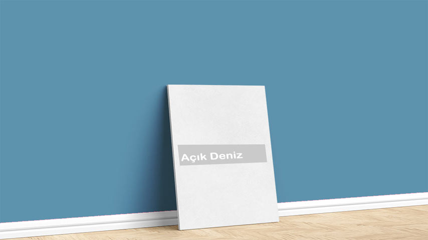 Marshall Açık Deniz Mavi Boya Rengi. Görselde, Soft Maviler paleti içinde bulunan Marshall Açık Deniz isimli mavi iç cephe boya rengi ile boyanmış bir duvar var.