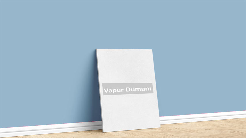 Marshall Vapur Dumanı Mavi Boya Rengi. Görselde, Soft Maviler paleti içinde bulunan Marshall Vapur Dumanı isimli mavi iç cephe boya rengi ile boyanmış bir duvar var.