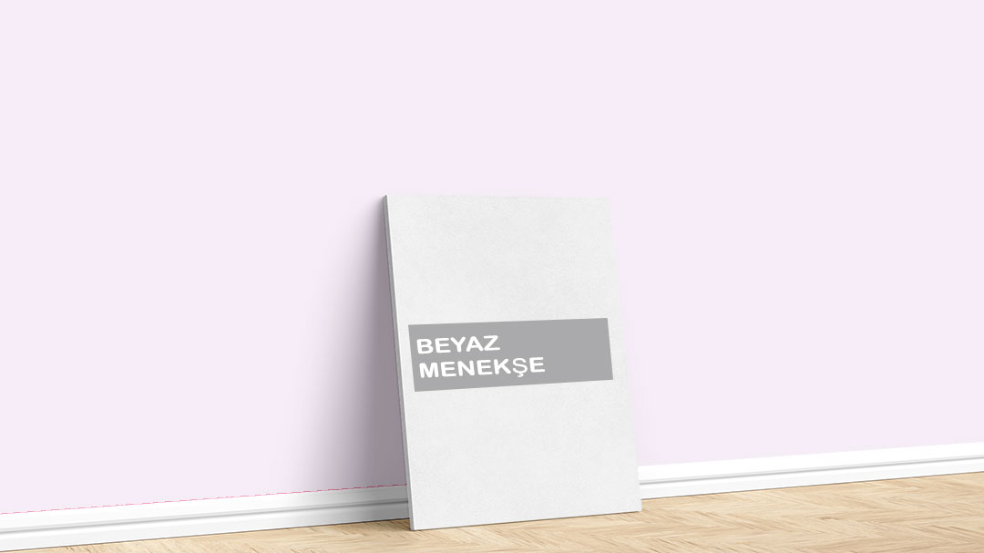 Görselde, Filli Boya mor iç cephe renk kartelasında bulunan Beyaz Menekşe isimli boya rengi ile boyadığımız bir duvar var.