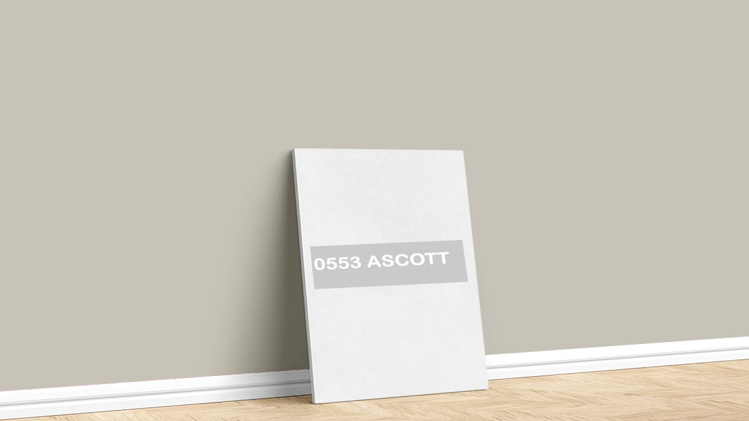 Jotun Grimsi Bej 0553 Ascott Boya Rengi. Görselde, İstanbul boyacı ustası tarafından Jotun 0553 Ascott isimli orta tonlu grimsi bej iç cephe boya rengi ile boyanmış bir duvar var.